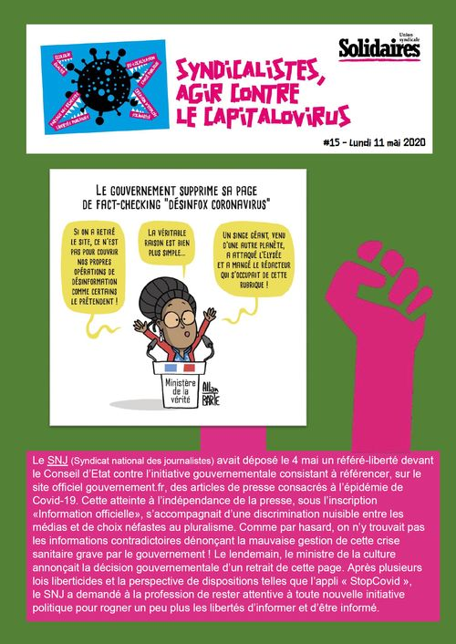 Syndicalistes, agir contre le capitalovirus #15 – Lundi 11 mai 2020